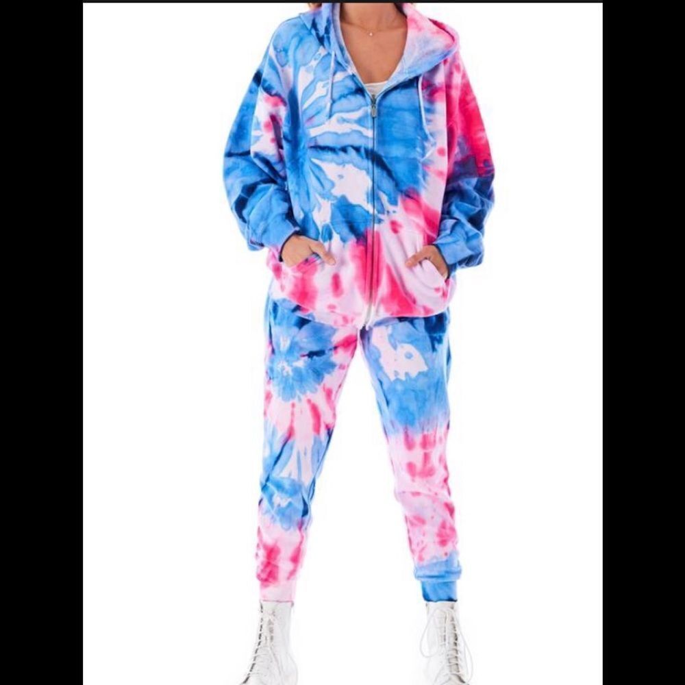 Carmar LF Blue Pink Tie Dye Jacket Sweatpants Set S